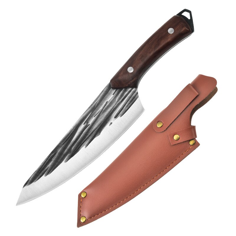 Forged Boning Knife Set Handmade Chef Knife Kitchen Knife Slaughtering Knife Wooden Handle Knife Cooking Tools: A (with sheath)