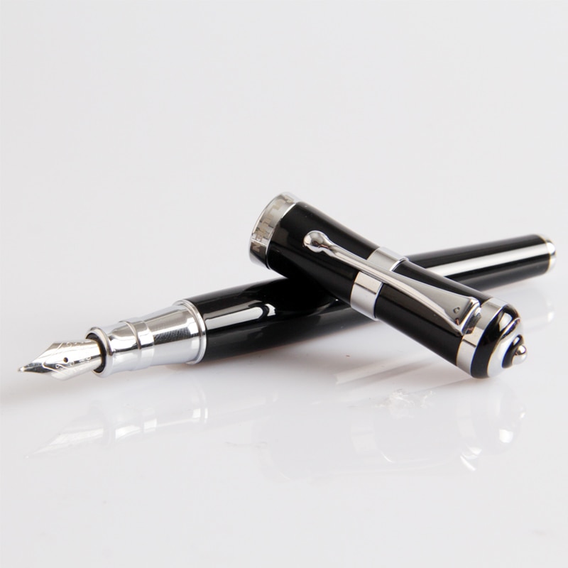 LUXURY FULIWEN MONT STYLE BLACK METAL PEN UNIQUE WRITING FOUNTAIN PEN