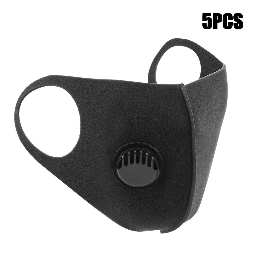 1/5Pcs Wasbare Herbruikbare Wind Proof Spons Mond Masker Zwarte Anti Carbon Maskers Filter Anti Vervuiling PM2.5 Mond gezichtsmasker