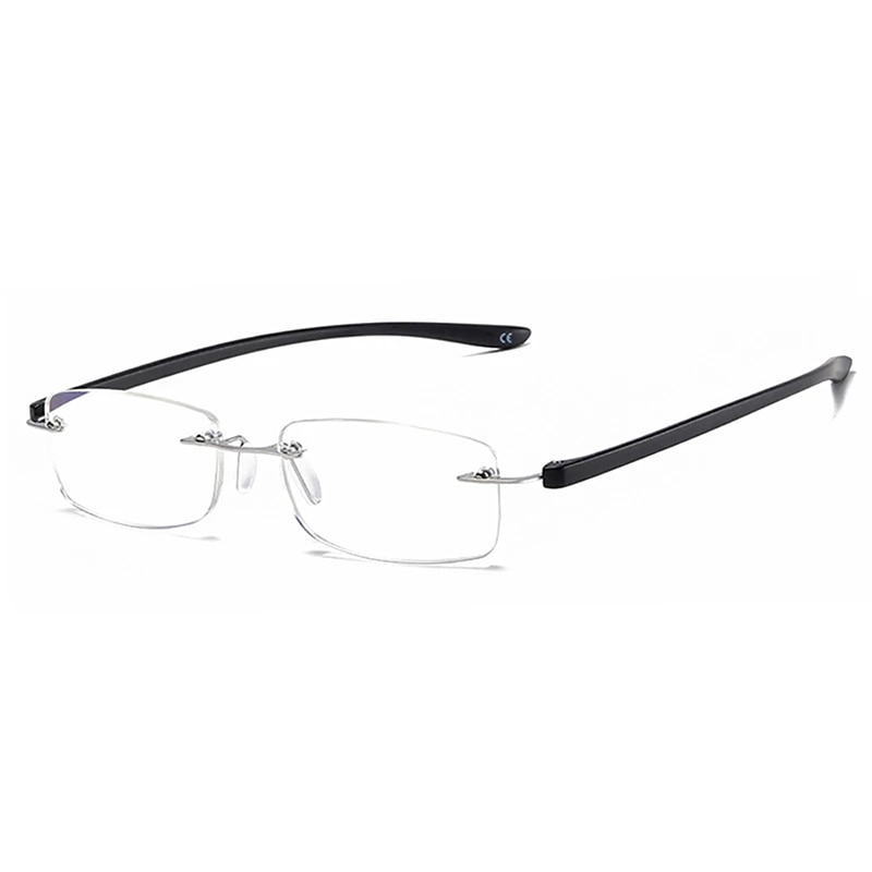Lunettes de lecture carrées sans bords TR90 pour hommes et femmes, presbytes, Anti-lumière bleue, monture en verre de