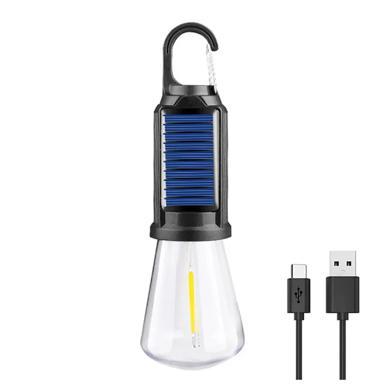 Bombillas de lámpara LED con energía Solar para exteriores, luz de Camping con carga USB, luces nocturnas portátiles, linterna impermeable, elementos esenciales para pesca: Luna Azul