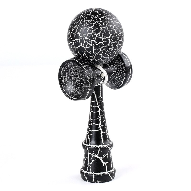 Bolas de madera para deportes al aire libre, colorido de grietas de madera de haya para niños y adultos, pelota para deportes al aire libre: Black white