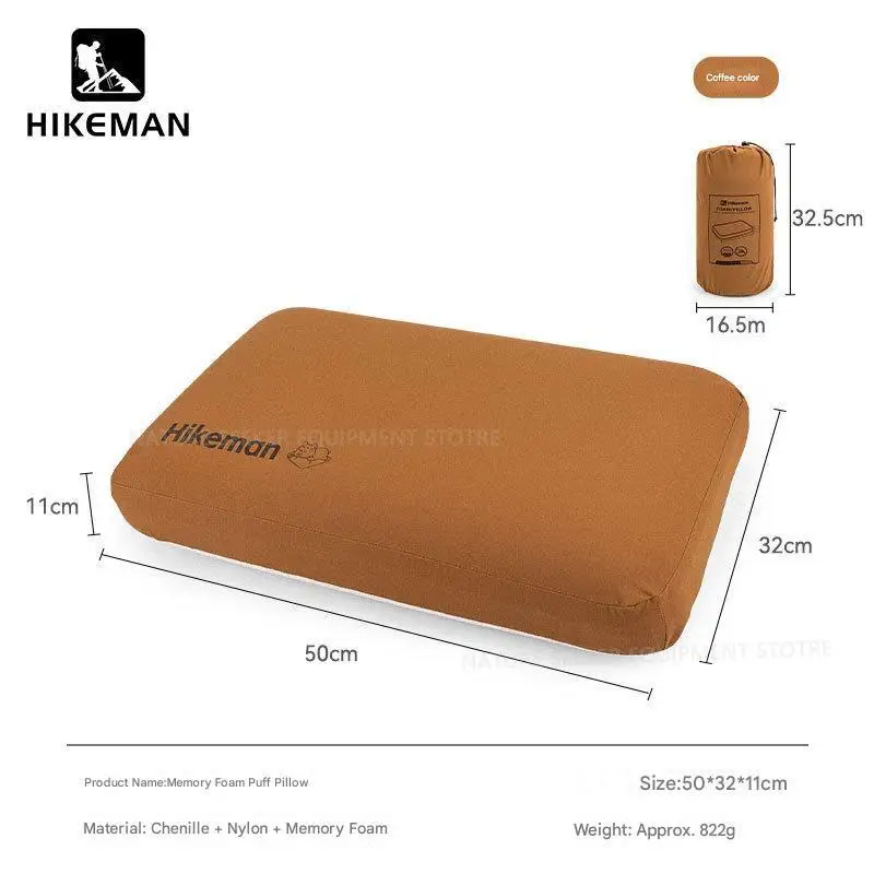 HIEllMAN-Oreiller de camping respirant en mousse à mémoire de forme, équipement de sommeil confortable, équipement de voyage, santé cervicale, oreillers de sieste: Bleu