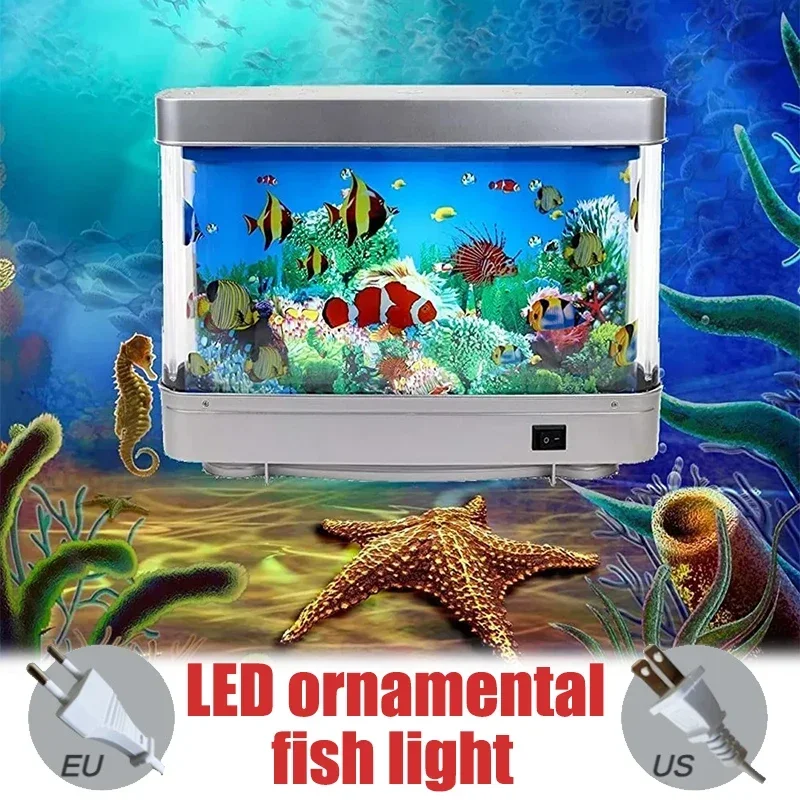 Lámparas artificiales para pecera Tropical, luz nocturna decorativa para acuario, océano Virtual, lámpara de mesa LED dinámica, decoración de habitación bonita,
