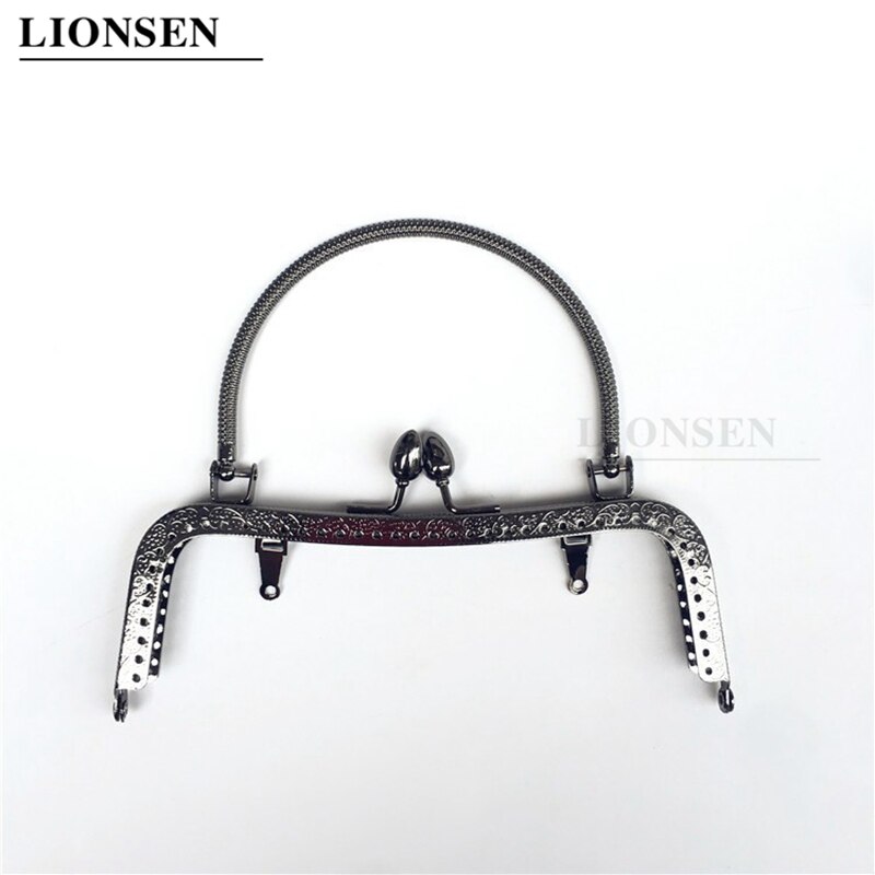 LIONSEN 16.5cm chilli pepper Head Metal Purse Frame Handle Clutch Bag Accessories DIY Kiss Clasp Lock HandBag Hardware: Gun Black