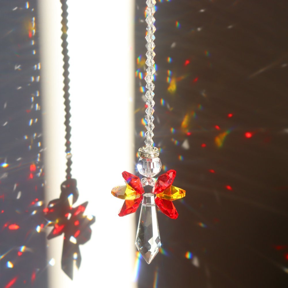 Rainbow Crystal Hanging Crystal Wind Chimes Butterfly Bird Prisms Crystal Pendant for Window Garden Home Decoration