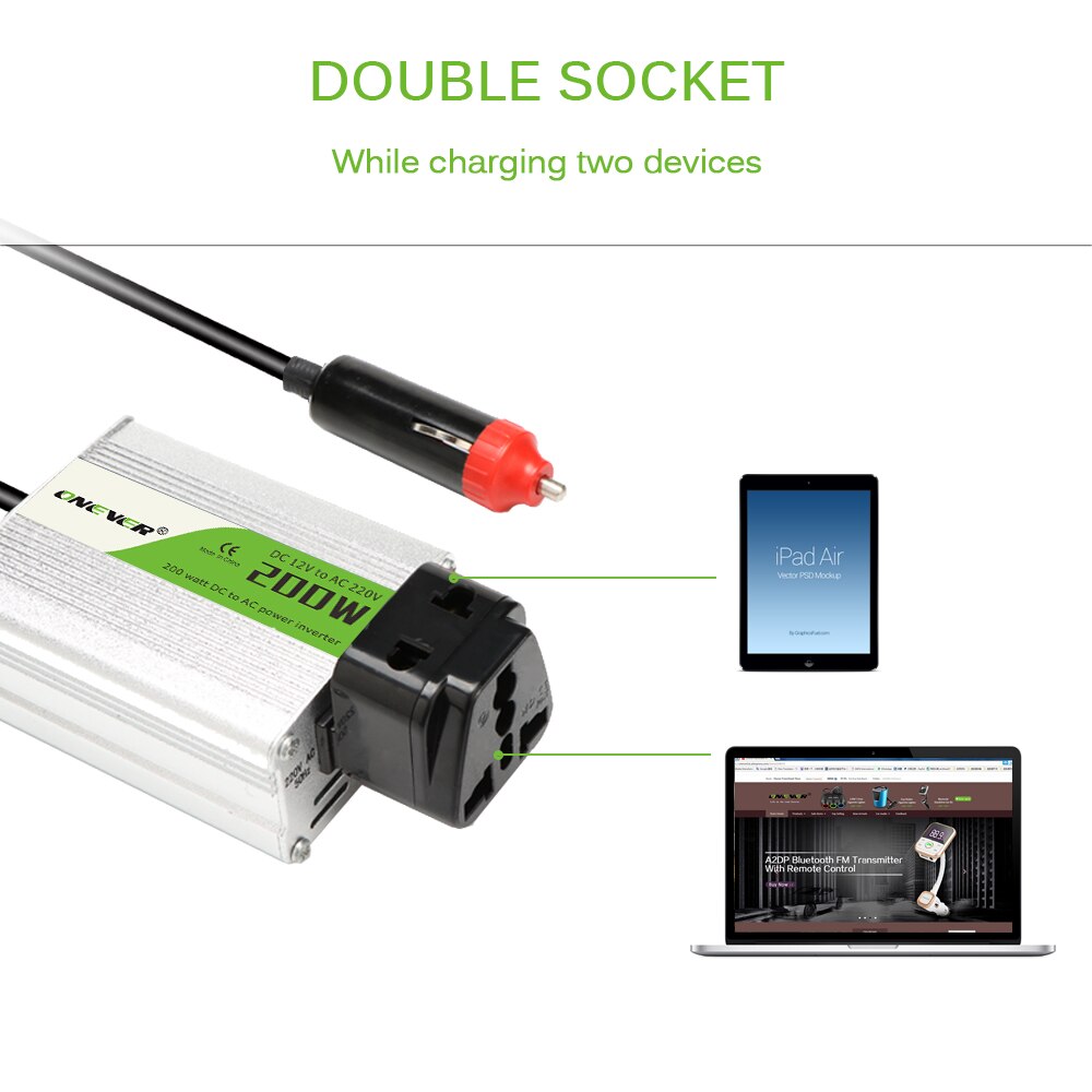 Auto Omvormer Converter 200W USB Charger DC 12V Naar AC 220V Met USB 5V Uitgang Digitale Camera