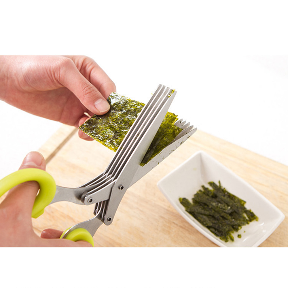 Creatieve 5 lagen Roestvrij Staal Keuken Schaar Keuken Gereedschap Vijf Groene Ui Cut Multifunctionele Mes Keuken Accessoires