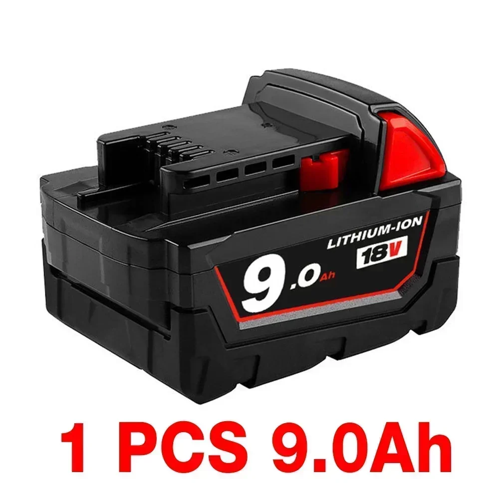 18V pour Milwaukee M18 M18B6 18V XC 12Ah 9Ah Li-ion batterie 48-11-1860/chargeur batterie rechargeable: WHITE
