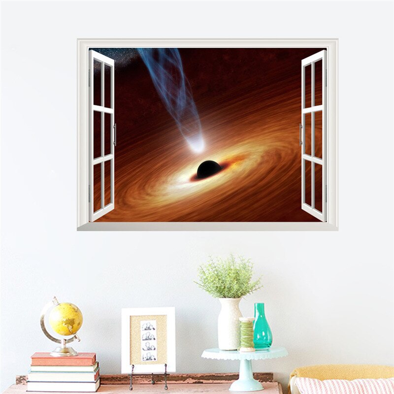 Zwart Gat Nebula Planet Star Muurstickers Voor Kinderkamer Decoratie Vivid 3d Ruimte Thema Muurschilderingen Diy Thuis Decal pvc Poster: green