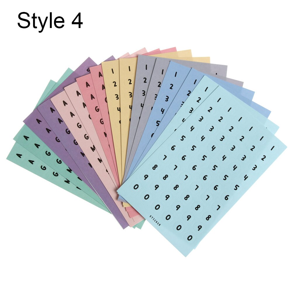 16Sheets Colorful DIY Numbers Letters Stickers Self Adhesive Small Clothing Mark Labels Stickers School Paper Sticker Office Dec: 4