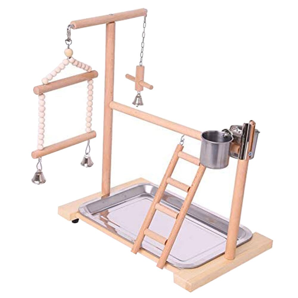 Houten Vogel Baars Stand Papegaai Platform Speeltuin Vogel Speeltuin Stand Gym Playstand Ladder Interactief Speelgoed Met Feeder Kopjes