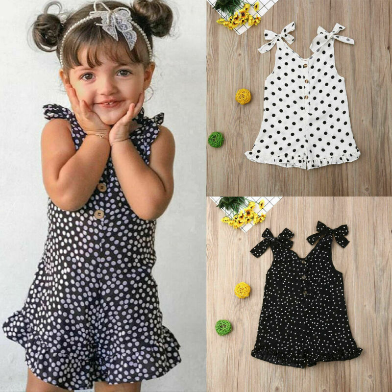 Pudcoco peuterkleding voor meisjes, romper met bandjes en stippen, zomeroutfit voor kinderen, overalls