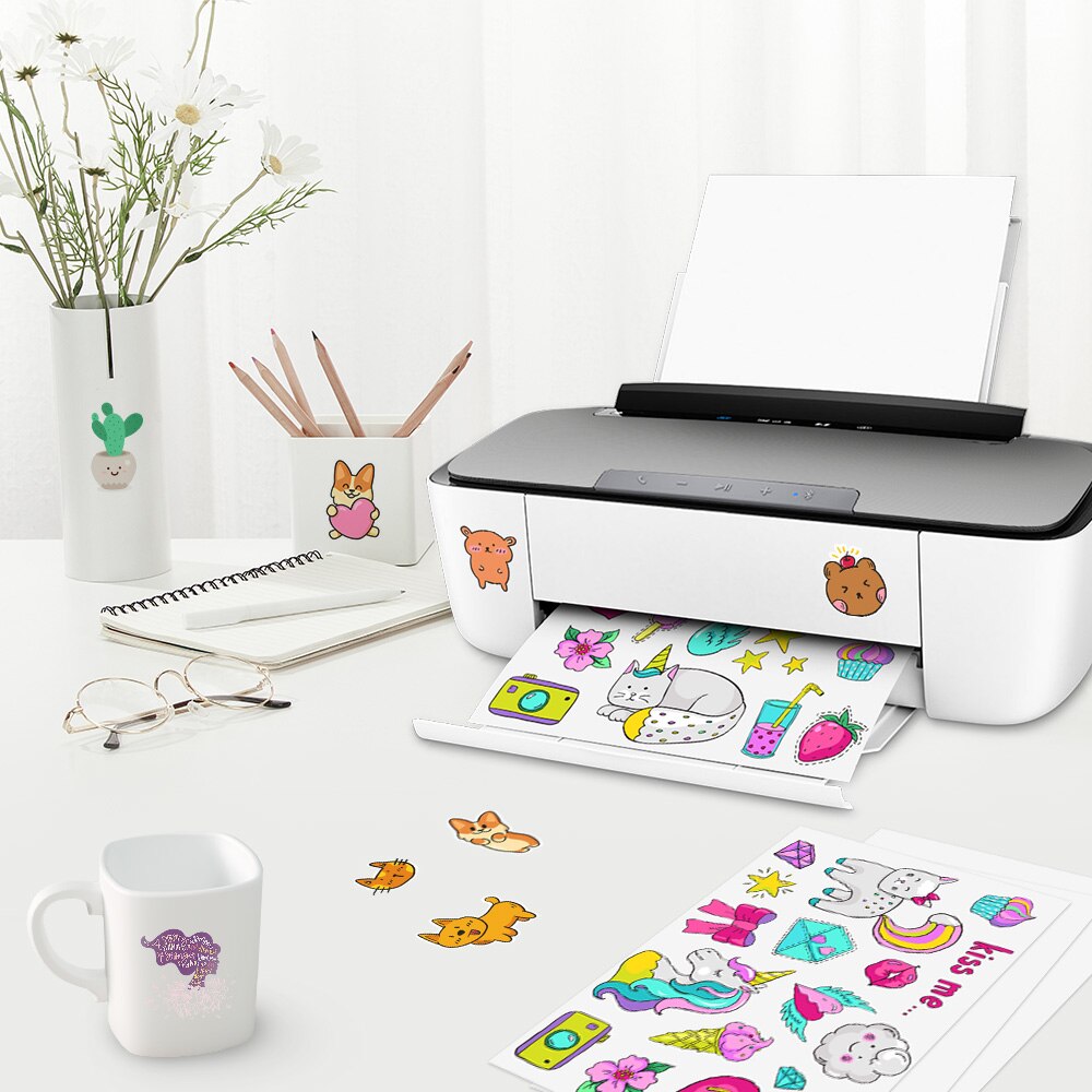 50 blätter A4 transparent Druckbare Vinyl Aufkleber Papier Wasserdicht Weiß Holographische Vinyl Etikett Aufkleber für Alle Inkjet Drucker