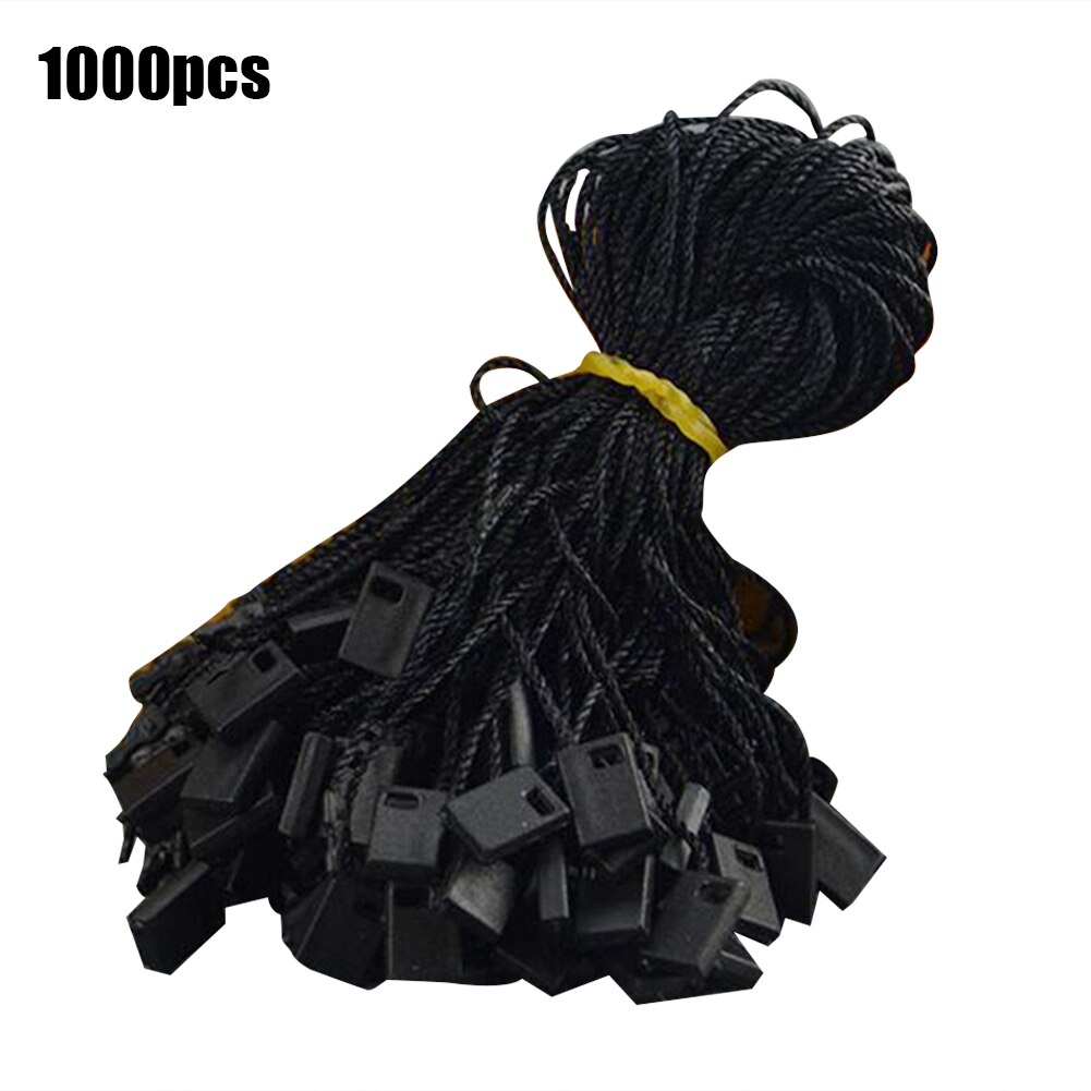 1000 Pcs/bag Clothing Hanger Tag String Nylon Black White String With Push Locker String Snap Lock Clothing Sewing Accessories: black