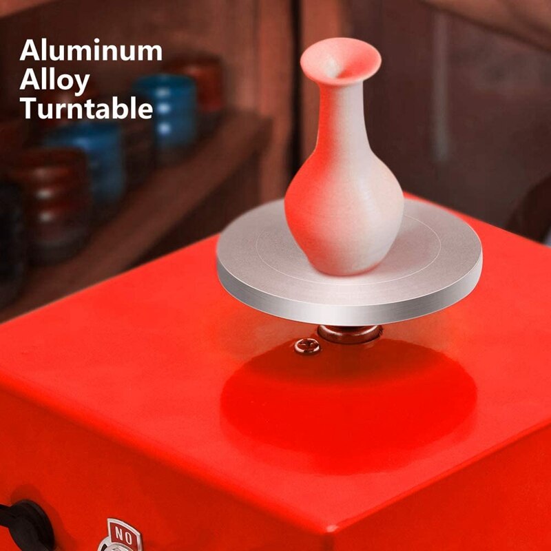 Mini rueda de cerámica, máquina de alfarería rueda eléctrica de cerámica con rueda giratoria de cerámica DIY herramientas para arcilla enchufe estadounidense