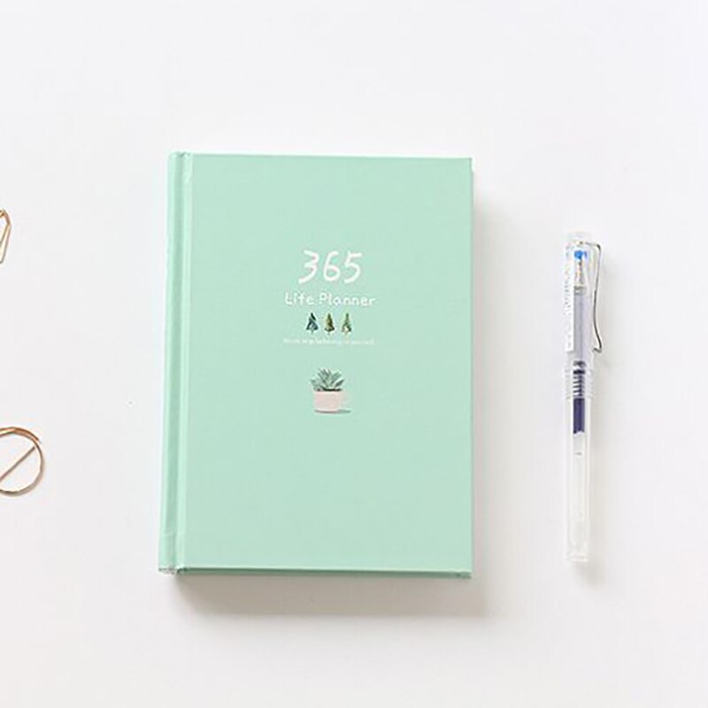 Carnet de notes 365 jours, joli Agenda, planificateur, Page intérieure colorée, Agenda quotidien, Agenda annuel, papeterie scolaire et de bureau: Light green