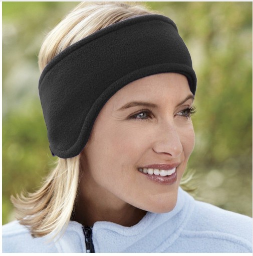 Men's and women's winter double fleece warm headband earmuffs ear bag with Velcro adjustment