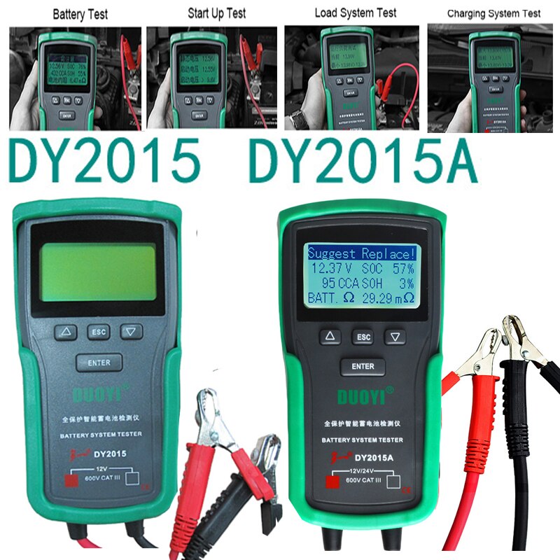DY2015/DY2015A 12V-24VCar Battery Tester Tools Lead Acid CCA Load Battery Charge Test Digital Automotive Battery Capacity Tester