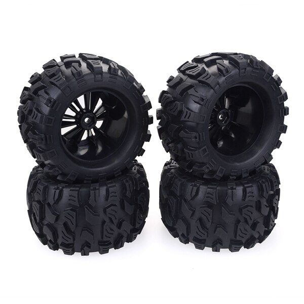 4 stk 125mm 1/10 monster truck dekk & hjul hex 12mm for traxxas tamiya kyosho hpi hsp savage xs tm flux lrp
