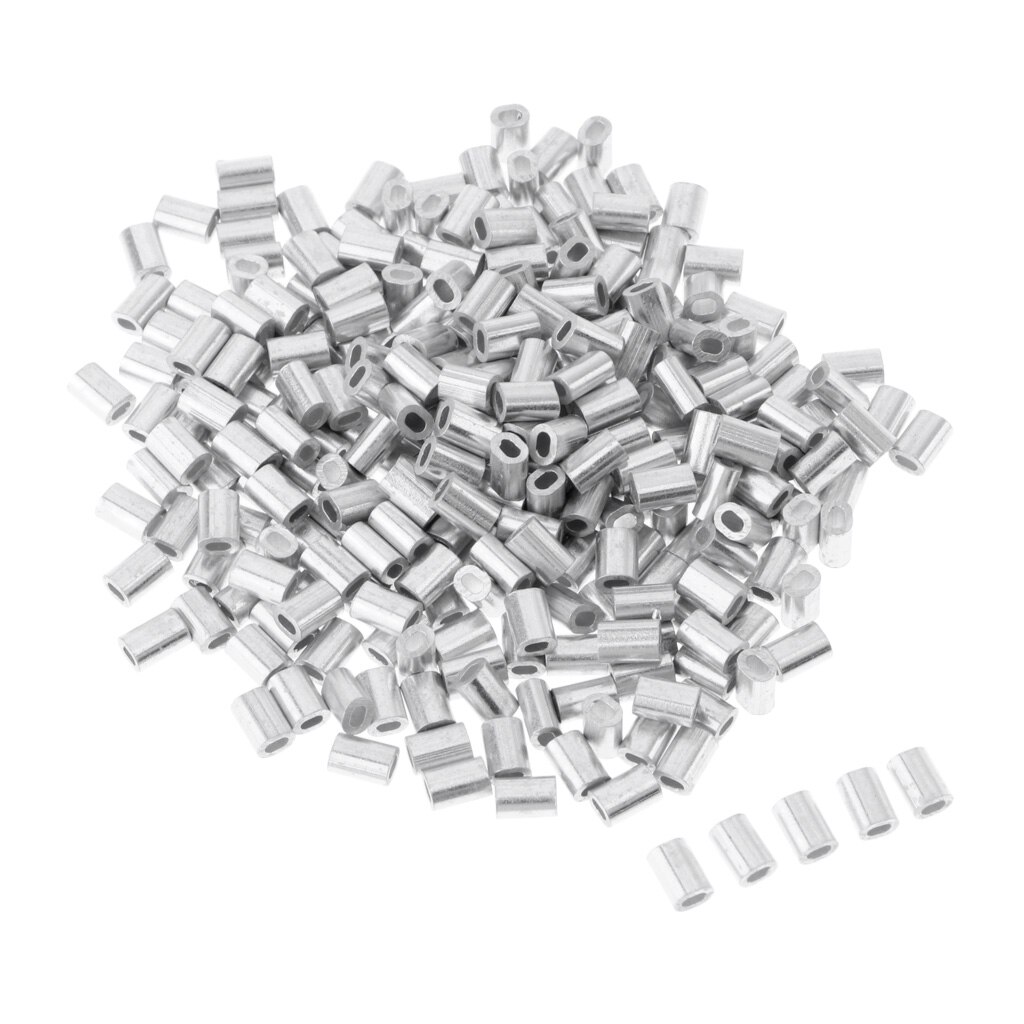 100 st aluminium krymphylsor 0.8-1.5mm dubbla ovala fiskelina krympningsrör tråd krympkontakt fisketillbehör: 1.5mm