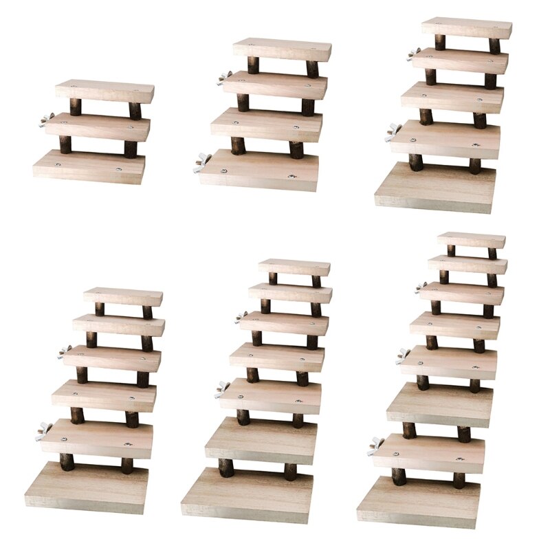 Escalera para hámster de madera Natural de 3/4/5/6/7/8 capas, juguetes para mascotas, loros, escaleras de escalada, , accesorio para jaula