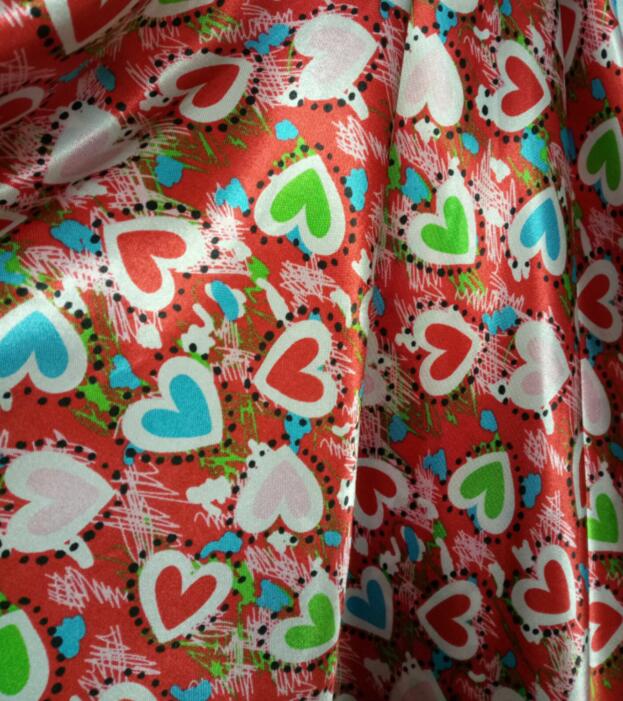 Dekoration blankt stof dejligt hjerte trykt charmeuse stof polyester tilda håndværk tørklæde bånd materiale satin stoffer: 1