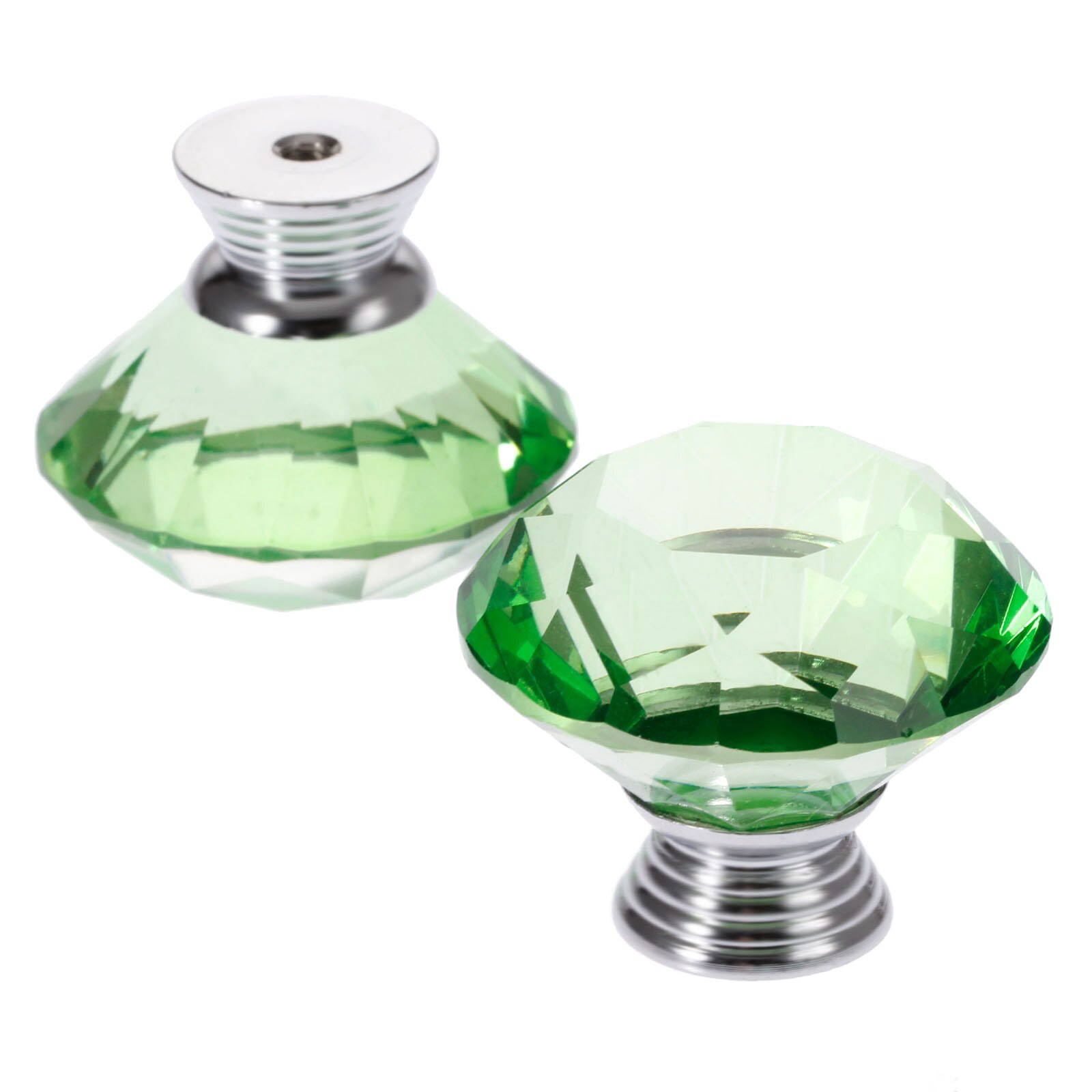 1x grønne 40mm diamantformede krystalglas knopper garderobeskab træk køkkenskabsskuffe dørhåndtag