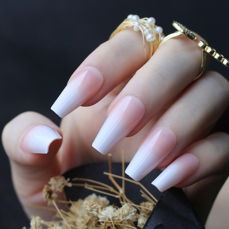 Faux-ongles en rose lavande, accessoire de manucure pour ballerine, longs et en fleurs: S-105