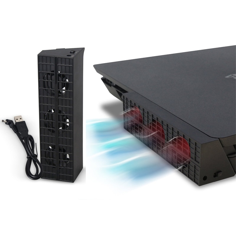 Turbo Kühler &Ampere; USB Hub Combo Bausatz für PS4 schlank - Auto Temperatur Gesteuert Lüfter und USB2.0/3,0 Erweiterung Adapter Ladegerät