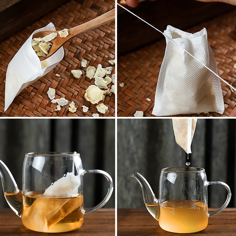 Tea Bags 100Pcs/Lot Empty Scented Drawstring Pouch Bag 5*7CM Seal Filter Cook Herb Spice Loose Coffee Pouches Tools