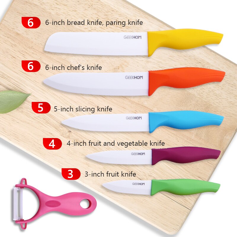 Kitchen Ceramic Knife Set 3 4 5 6 Inch Chef Kitchen Knives Cleaver Bread Utility Paring Slicing Cooking Knife Set