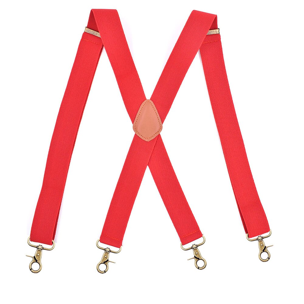 Vintage koukku henkselit miehille häät 3.5cm leveää x-musta raskas iso korkea säädettävä joustava housujen olkaimet olkaimet-musta: Punainen