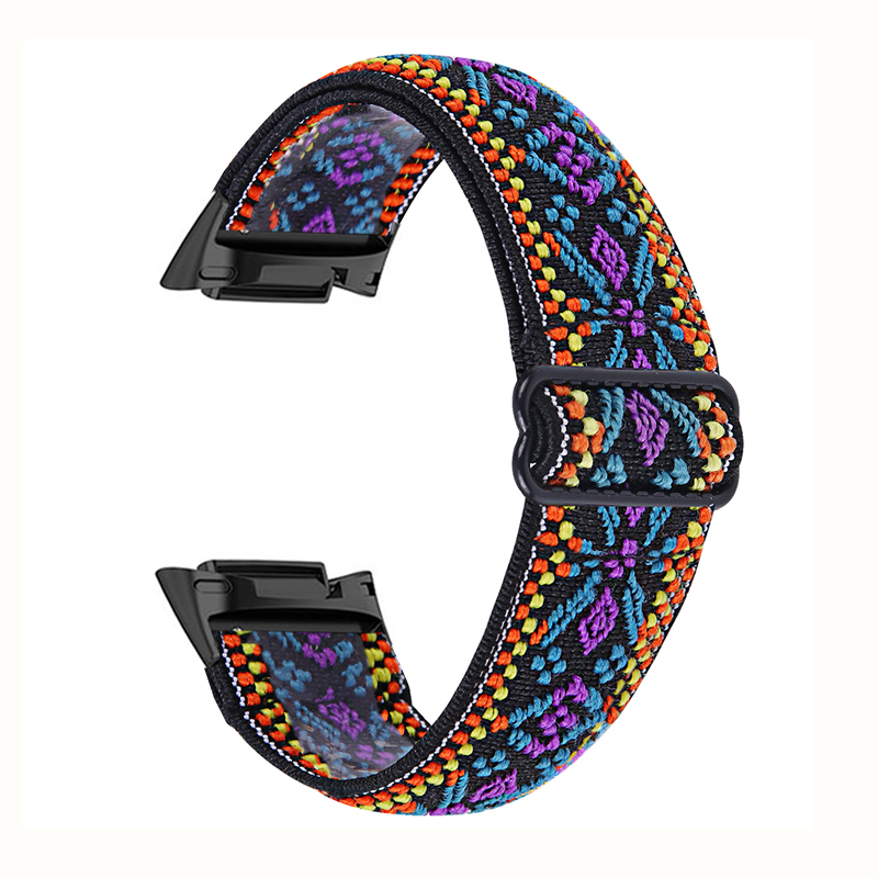 Bracelet en Nylon extensible pour Fitbit Charge 6 5, tissé élastique, doux, Sport, respirant, boucle de remplacement pour Fitbit Charge 5 6: Red black