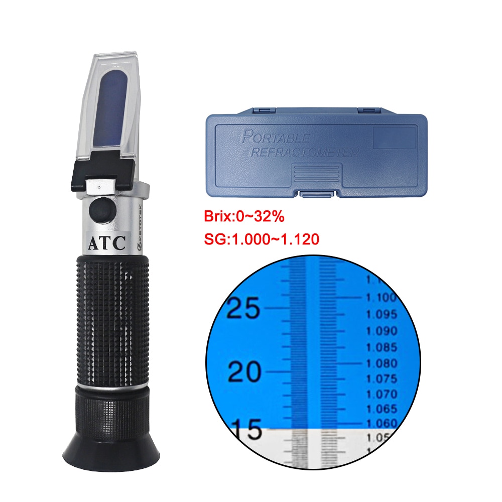 0-32% Refractometer Brix Suiker Bier Atc Refratometro Concentratie Tester Meting Wort Sg Liquor Alcohol Meter 1.000-1.120
