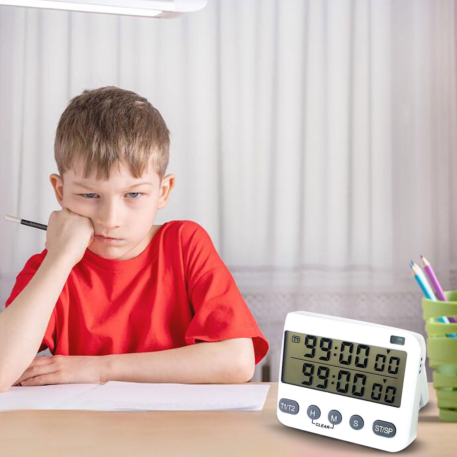 Dual Digital Timer For Kitchen Cooking Shower Study Stopwatch Led Counter Alarm Clock Manual Electronic Countdown Timer Kitchen