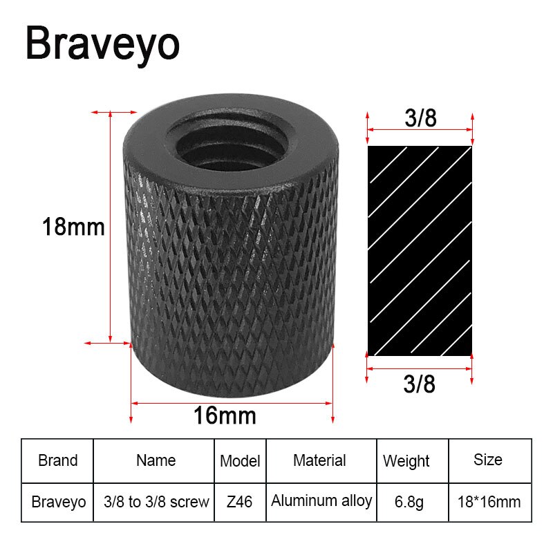 Dubbele Moer Adapter Schroef 1/4 M4 M5 M6 M8 M10 Camera Schroef Statief Balhoofd Monpod Mount Schroef Voor Dslr live Flash Bracket: Z46 1PC