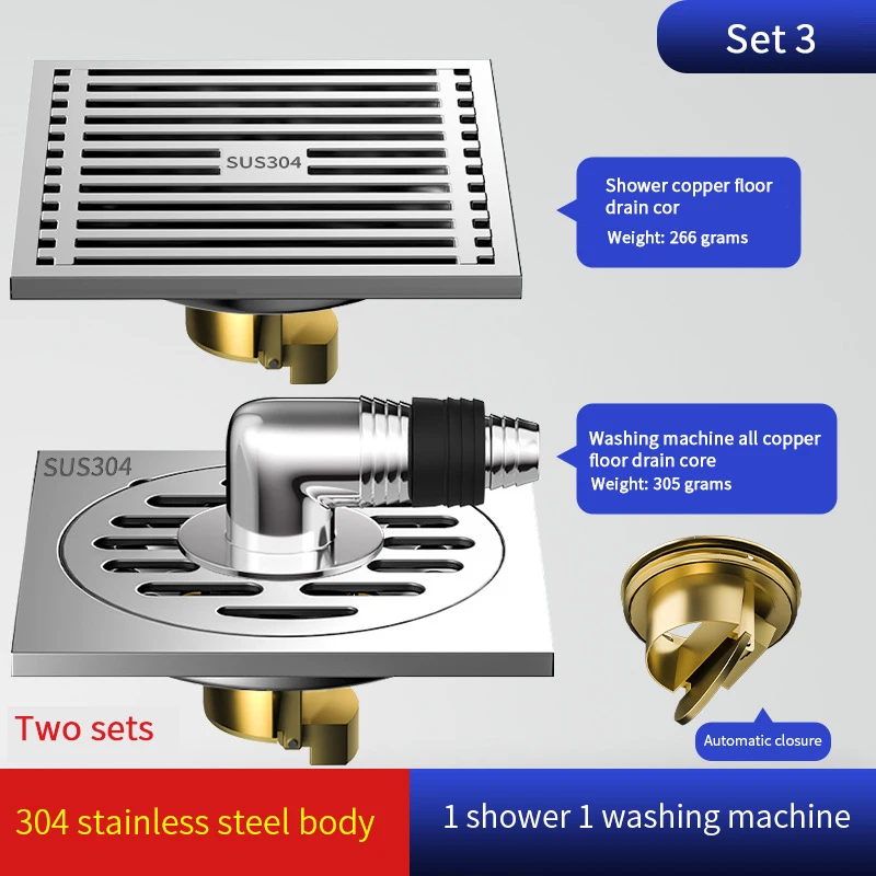 304 scarico a pavimento in acciaio inox addensato deodorante bagno bagno fogna lavatrice tutto rame scarico a pavimento universale: verde chiaro