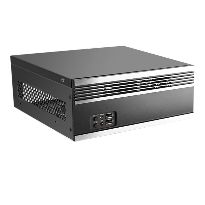 Itx behuizing geborsteld aluminium paneel draagbare mini computerbehuizing eenvoudige kleine behuizing horizontale industriële besturingskast