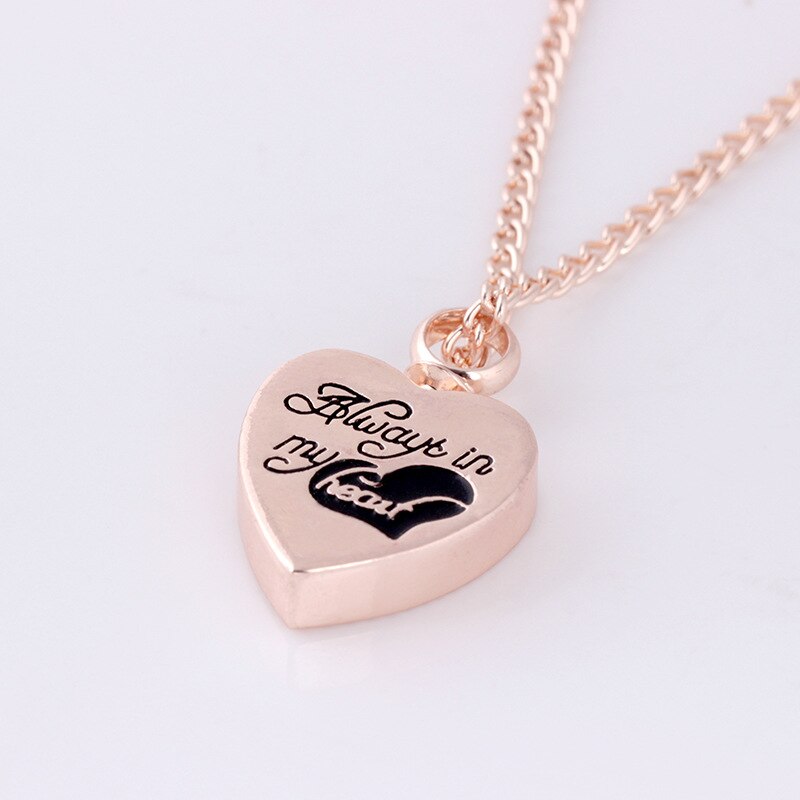 Always In My Heart Two Tone Locket Heart Cremation Memorial Ashes Urn Necklace Jewelry Keepsake Pendant