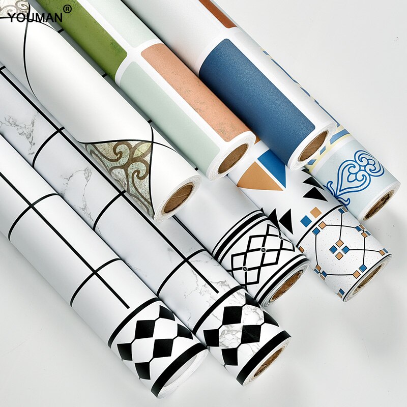 Furniture Renovation Sticker Kitchen Cabinet Wardrobe Decoration Wallpaper Bathroom Waterproof Cupboard Table PVC Marble Sticker