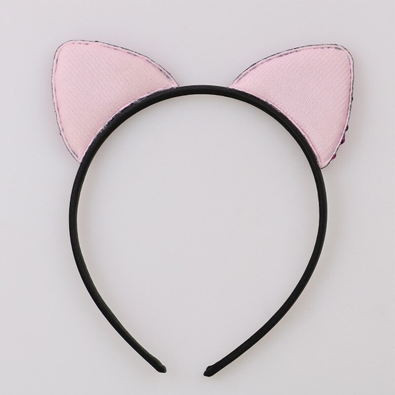 Leuke 8 Kleuren Pailletten Haarband Meisjes Kids Kat Oor Hoofddeksels Glitter Hoofdband Hair Accessoires