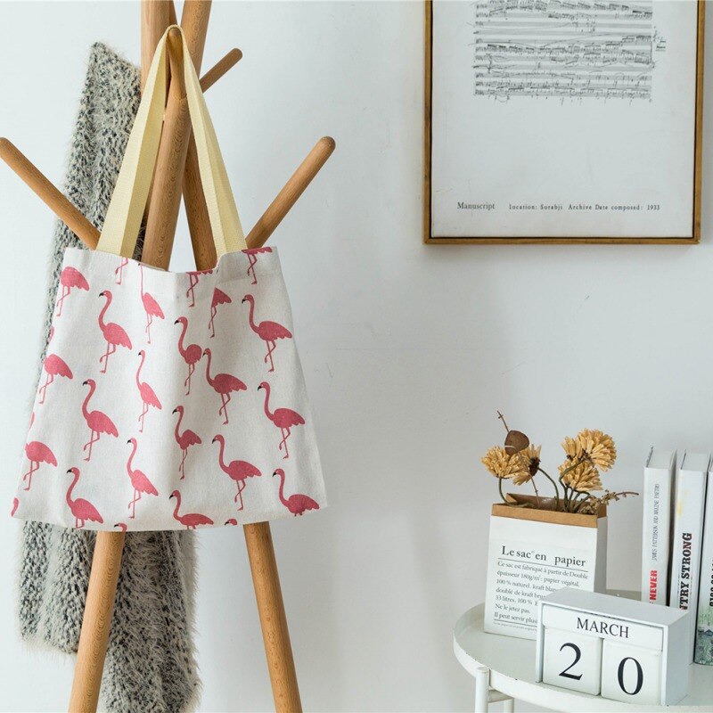 Dames Meisjes Casual Canvas Schoudertassen Populaire Katoen Linnen Milieu Dames Boodschappentassen: H
