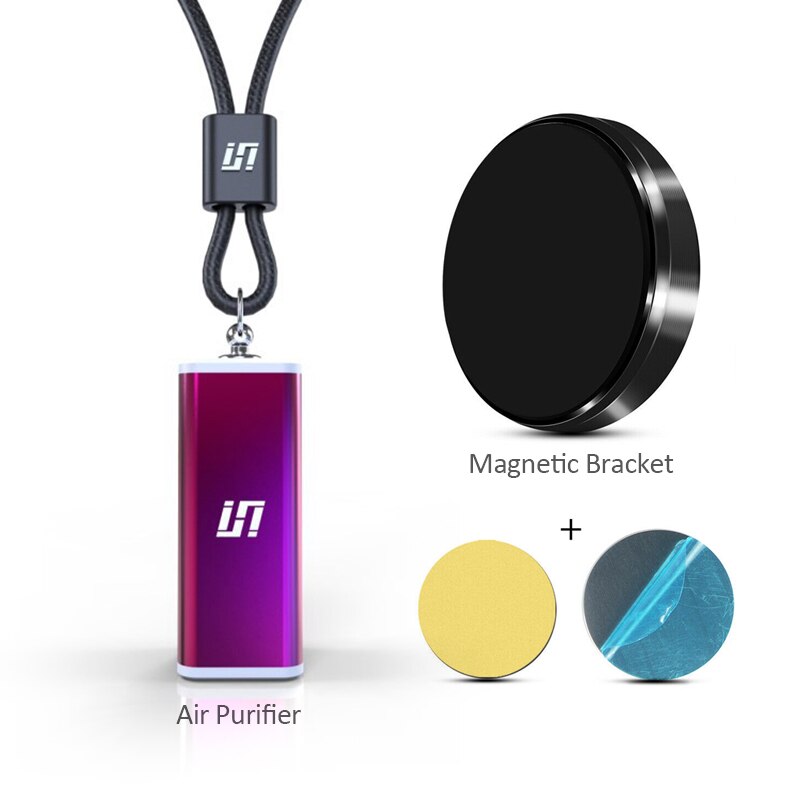 Draagbare luchtreiniger voor in de auto, ketting, mini draagbare usb-luchtreiniger, negatieve lon-generator, geluidsarme draagbare luchtverfrisser: Paars