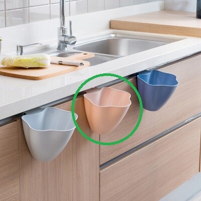 Køkken tilbehør hængende type skraldespand køkken gadget husstand plast opbevaringsboks skraldespand kasser køkkenartikler værktøjer: Lys orange
