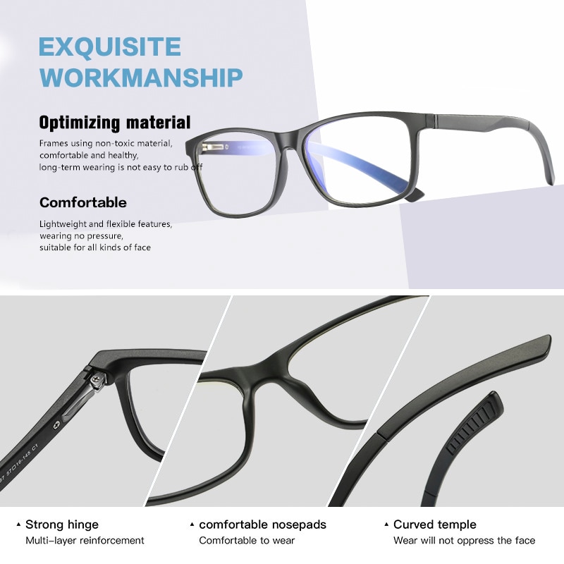 Aofly blauwlicht blokkerende bril voor heren  tr90 sport optische brilmontuur vierkante bril bijziendheid buitenbril op sterkte