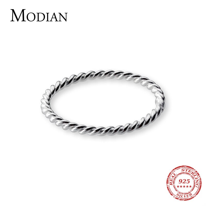 Modian-Anillo de Plata de Ley 925 con giro ajustable, joyería fina, minimalista