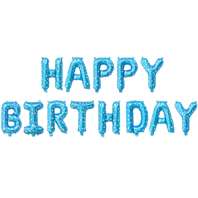 13Pcs/Set Happy Birthday Decoration Balloons Rose Gold Letter Foil Ballons Birthday Party Decorations Globos Balony Anniversaire: Printed Blue