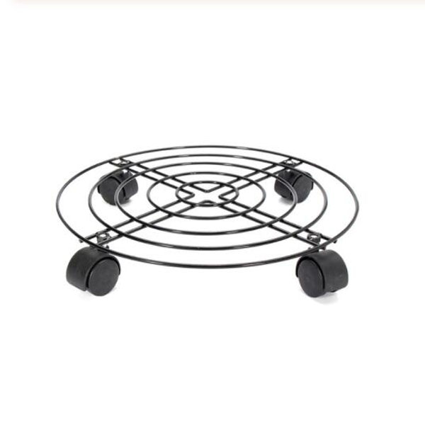 Black 4 Sizes Metal Round Flower Plant Pot Tray 4 Wheels Heavy Planter Flowers Pot Mover Trolley Plate Stand Holder Garden Tools: 25CM