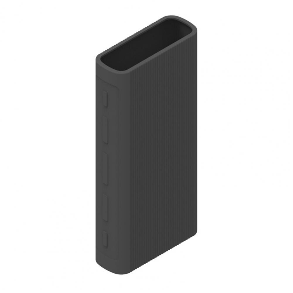 1PCS Full Protective Case Anti-slip Protective Silicone Power Bank Protective Cover For Xiaomi Portable Power 20000mah: black